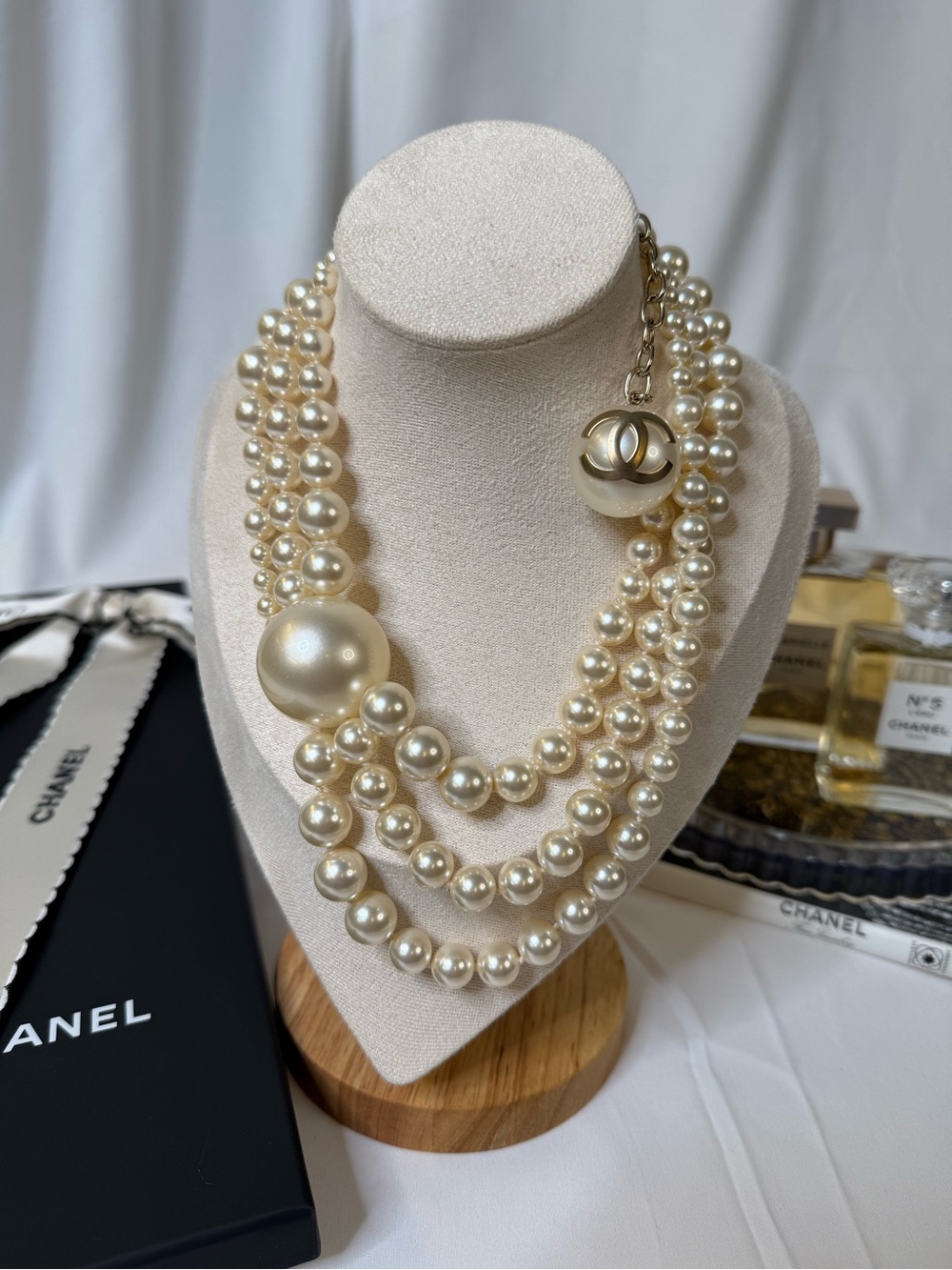 Chanel Ivory Pearl Multi-Strand Choker Necklace